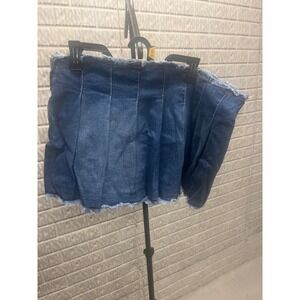 Madden NYC Pleated Denim Skort True Blue Wash Raw HXL 16-18 MNYC PLEAT DNM SKORT